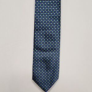 Ben Silver Cravate Elegant Geometric Blue Black and Green Silk Tie